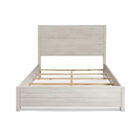 FarmHome Solid Pine Platform Bed in King Size (Color: off-white)