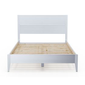 Rustic Mid Century Slatted Platform Bed (Color: White, size: King)