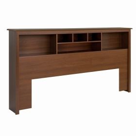 King size Bookcase Headboard  Book Shelf Wood Finish (Color: dark cherry)