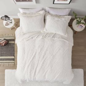Grey Reversible Soft Sherpa Faux Fur Comforter Set (Color: Ivory, size: king/california king)
