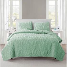 Coastal Beach Starfish Seashell Seahorse Quilt Set (Color: light green teal, size: King)