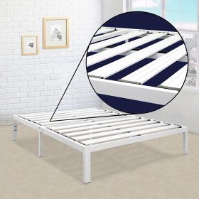 Heavy Duty Metal Platform Bed Frame in White (size: King)