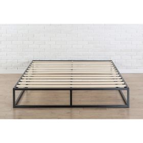 Modern 10-inch Low Profile Metal Platform Bed Frame with Wood Slats (size: King)