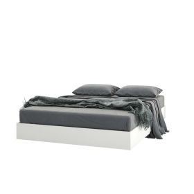 Modern Floating Style White Platform Bed Frame (size: Queen)
