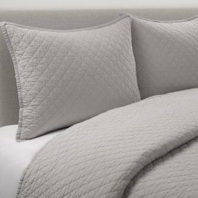 Lightweight Cotton Linen Grey Reversible 3-PC Quilt Set (size: king/california king)