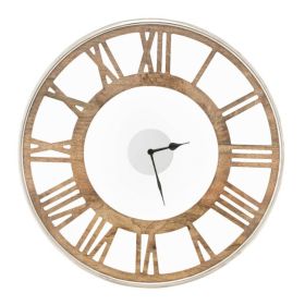 Classic Farmhouse Natural Wood Roman Numerals Wall Clock (size: 20-inch)