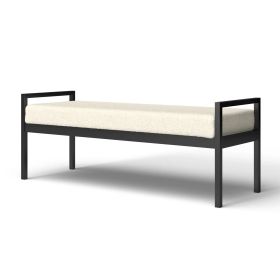 Modern Industrial Bed Bench with  Metal Frame and Velvet Cushion (Color: cream)