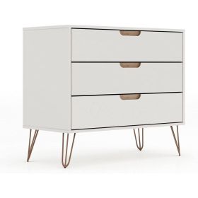 Modern Scandinavian Style Bedroom 3-Drawer Dresser (Color: off-white natural)