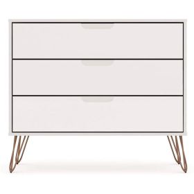 Modern Scandinavian Style Bedroom 3-Drawer Dresser (Color: off-white)