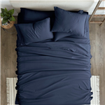 Soft Wrinkle Resistant Microfiber/Polyester Sheet Set (Color: Navy Blue, size: King)