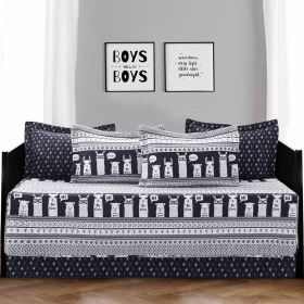 Llama Cactus Southwest 6 Piece Daybed Cover Set (Color: navy white)