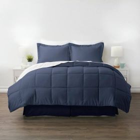 Microfiber Baffle-Box 6-Piece Reversible Bed-in-a-Bag Comforter Set (Color: Navy, size: Twin)