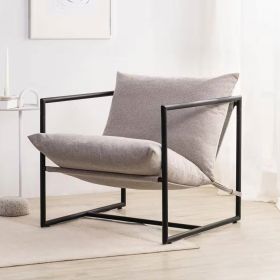 Modern Upholstered Accent Chair with Metal Frame (Color: beige grey tan)