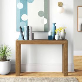Solid Wooden Modern Accent Console Table / Sofa Table Wood Finish (Color: medium brown pecan)