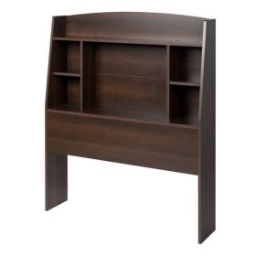 Twin size Bookcase Storage Headboard Wood Finish (Color: Espresso)