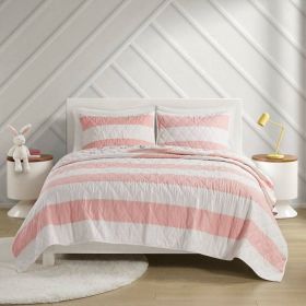 Stripe Reversible Rainbows Cotton Quilt Set (size: fulll/queen)