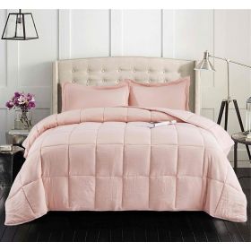 5 Piece Microfiber Reversible Comforter Set (Color: Pink, size: King)