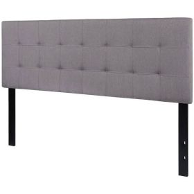 Modern Fabric Upholstered Panel Headboard (Color: LIGHT GREY, size: Queen)
