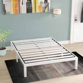 Heavy Duty Metal Platform Bed Frame in White (size: Queen)