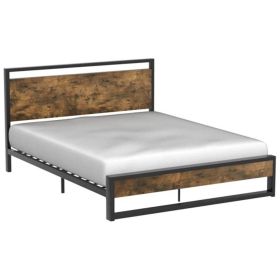Modern Farmhouse Platform Bed Frame with Wood Panel Headboard Footboard (size: Queen)