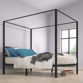 Modern Four Poster Metal Canopy Bed Finish (size: Queen)