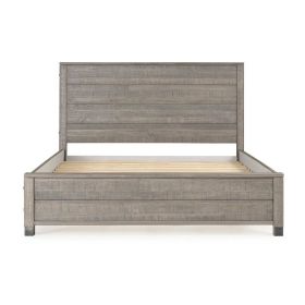 Queen Solid Wooden Platform Bed Frame with Headboard (Color: Grey, size: Queen)
