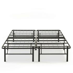 Folding Sturdy Metal Platform Bed Frame with Storage Space (size: Queen)