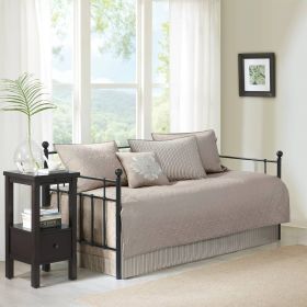 6-Piece Farmhouse Quilted Reversible Daybed Cover Set (Color: Khaki)