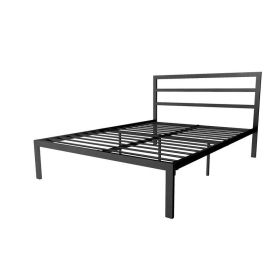 Black Metal Platform Bed Frame with Headboard Included (size: Queen)