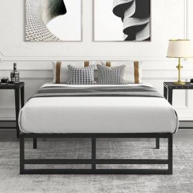 Black Metal Platform Bed Frame with Under-Bed Storage Space (size: Queen)