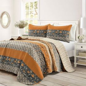 Boho Floral Birds Reversible Lightweight Quilt Set (size: King)