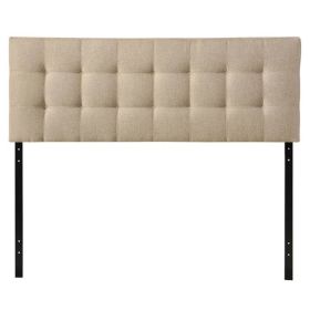 Modern Beige Fabric Tufted Upholstered Headboard (Color: beige tan taupe, size: Full)