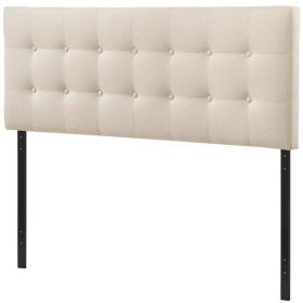 Modern Beige Fabric Tufted Upholstered Headboard (Color: Ivory, size: Full)