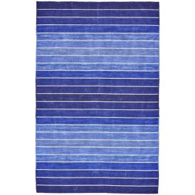 Striped Hand-Tufted Wool/Cotton Blue Area Rug (size: 8' x 11)