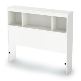 Modern Bookcase Headboard in White Wood Finish (Color: White)