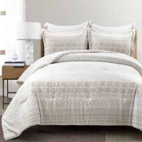 Full/Queen Scandinavian Chevron Beige Taupe 5 Piece Lightweight Comforter Set (size: King)