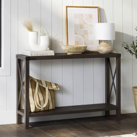 Industrial Farmhouse Entryway Table / Sofa Table Wood Finish (Color: brown grey)