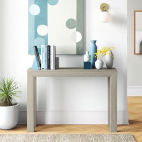 Solid Wooden Modern Accent Console Table / Sofa Table Wood Finish (Color: beige seashell)