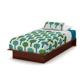 Twin size Platform Bed Frame in Wood Finish (Color: royal cherry)