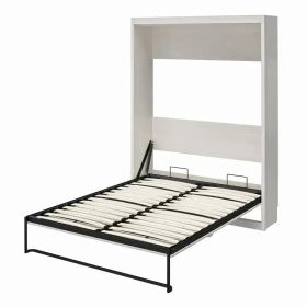 Full size Murphy Bed Space Saving Wall Bed Frame (Color: Ivory, size: Full)
