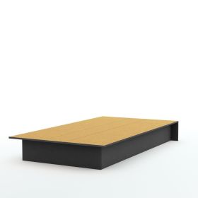 Twin size Platform Bed Frame in Wood Finish (Color: Black)