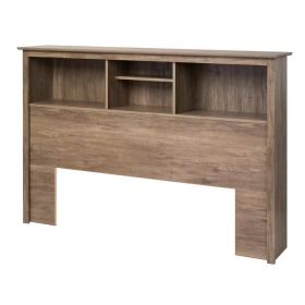 Modern Bookcase Headboard Wood Finish (Color: grey brown, size: full queen)