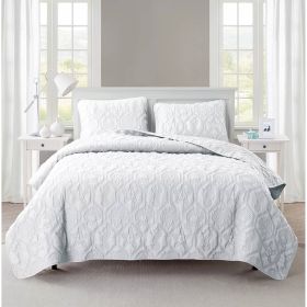 Coastal Beach Starfish Seashell Seahorse Quilt Set (Color: White, size: Queen)
