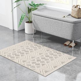 Grey Ivory Chevron Stripe Geometric Boho Style Area Rug (size: 2-ft x 3-ft)