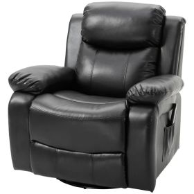 Adjustable Faux Leather Remote Massage Recliner Chair w/ Footrest (Color: Black)