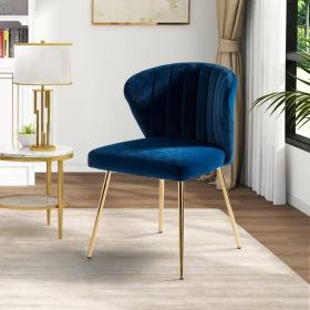 Velvet Upholstered Wingback Accent Side Chair w/ Gold Metal Legs (Color: Teal)