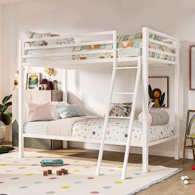 Modern Metal Bunk bed Frame in White with Ladder (size: twin/twin)