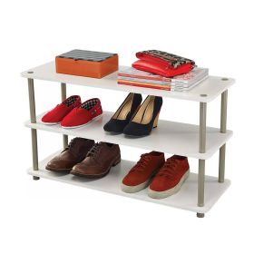 Espresso 3-Shelf Modern Shoe Rack - Holds up to 12 Pair of Shoes (Color: White)