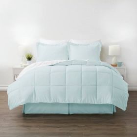 Microfiber 6-Piece Reversible Bed-in-a-Bag Comforter Set (Color: aqua blue, size: Twin)