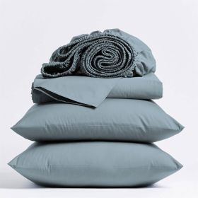 White 100-Percent Certified Organic Cotton Sheet Set (Color: aqua blue, size: Twin)